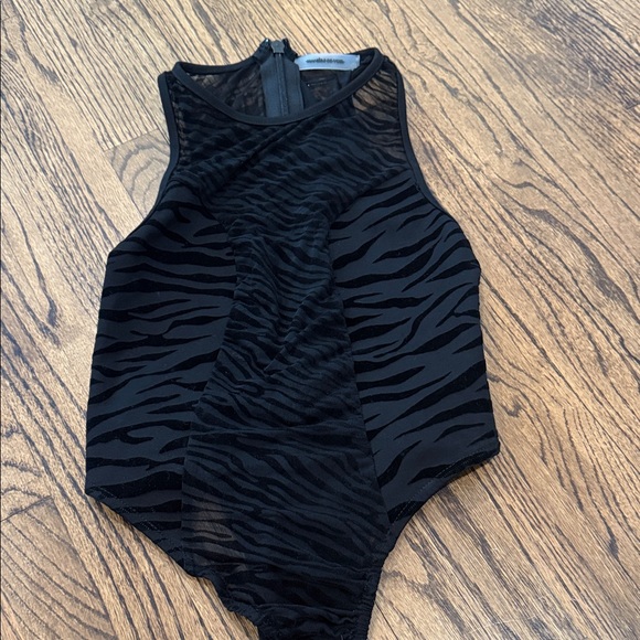 Black Zebra Print Bodysuit - Picture 1 of 5